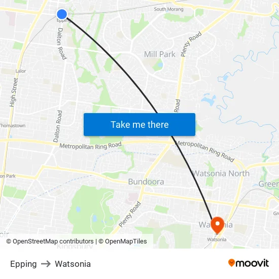 Epping to Watsonia map