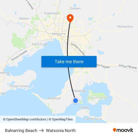 Balnarring Beach to Watsonia North map