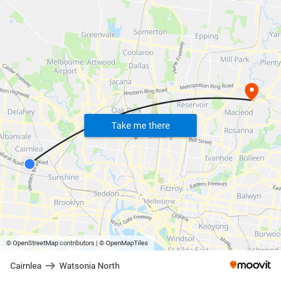 Cairnlea to Watsonia North map