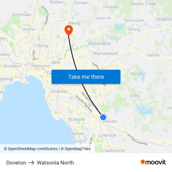 Doveton to Watsonia North map