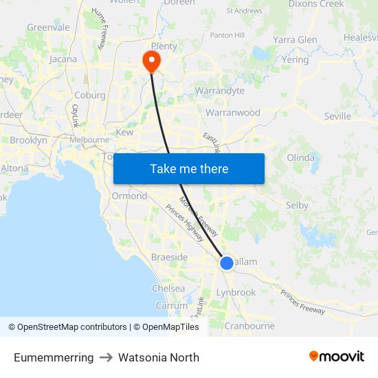 Eumemmerring to Watsonia North map