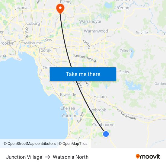 Junction Village to Watsonia North map