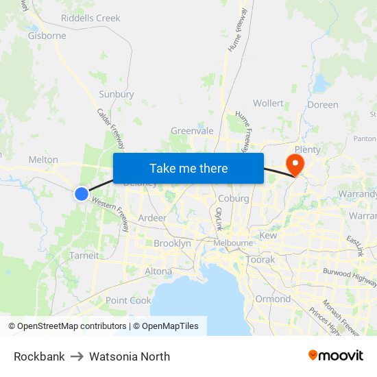 Rockbank to Watsonia North map