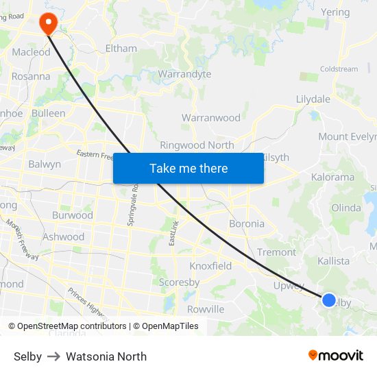 Selby to Watsonia North map