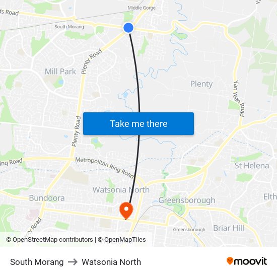 South Morang to Watsonia North map