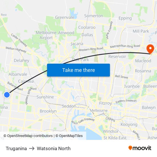 Truganina to Watsonia North map