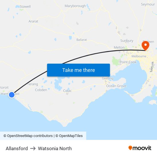 Allansford to Watsonia North map