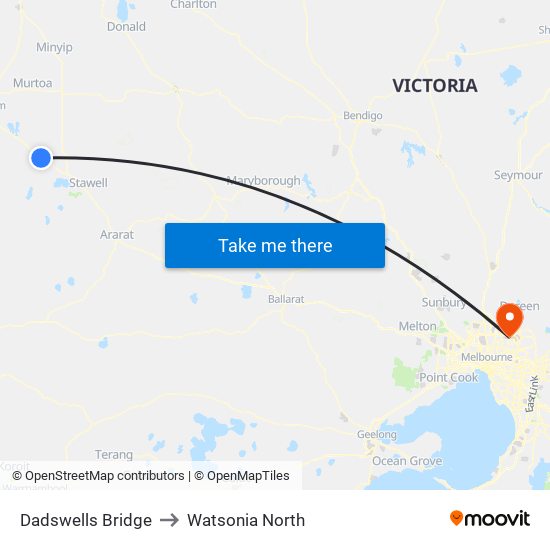 Dadswells Bridge to Watsonia North map