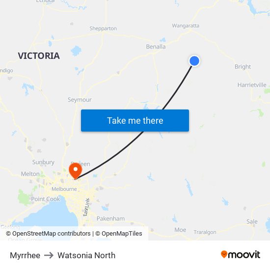Myrrhee to Watsonia North map
