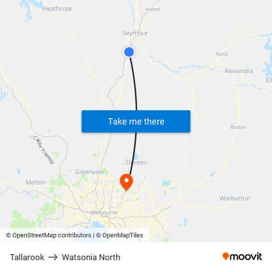 Tallarook to Watsonia North map