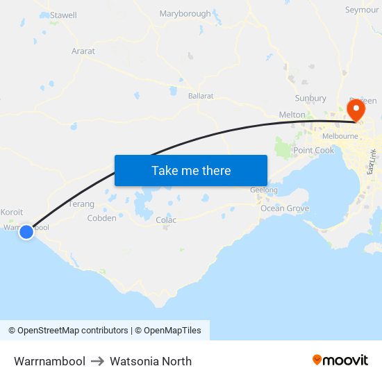Warrnambool to Watsonia North map