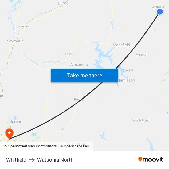 Whitfield to Watsonia North map