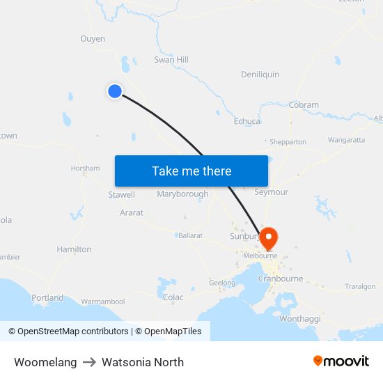 Woomelang to Watsonia North map