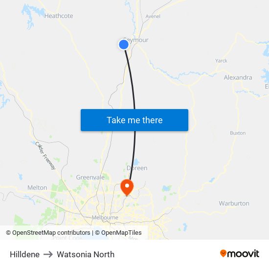 Hilldene to Watsonia North map
