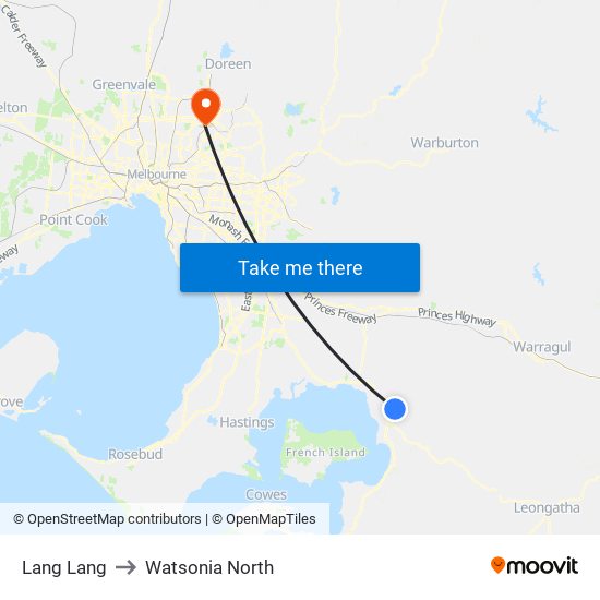 Lang Lang to Watsonia North map