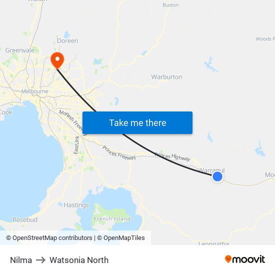 Nilma to Watsonia North map