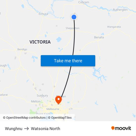 Wunghnu to Watsonia North map