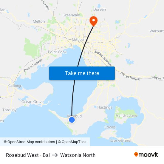 Rosebud West - Bal to Watsonia North map