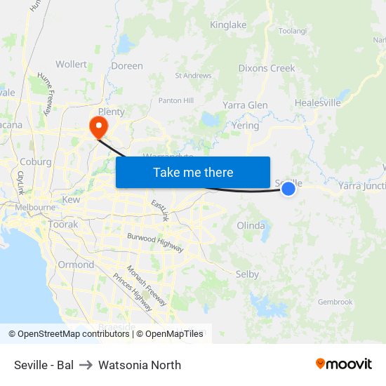Seville - Bal to Watsonia North map