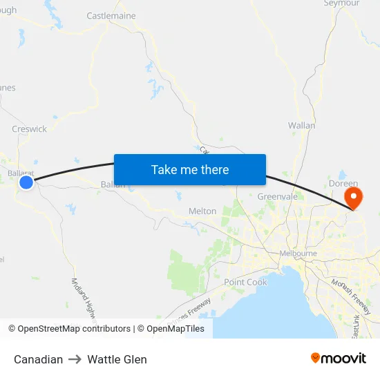 Canadian to Wattle Glen map