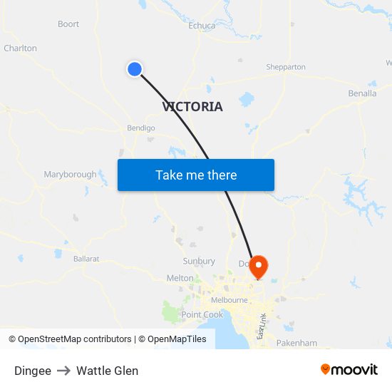 Dingee to Wattle Glen map