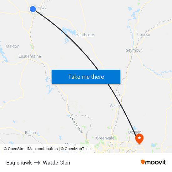 Eaglehawk to Wattle Glen map