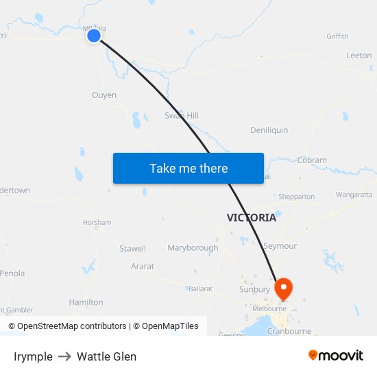 Irymple to Wattle Glen map