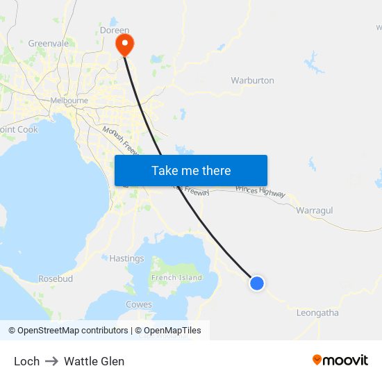 Loch to Wattle Glen map