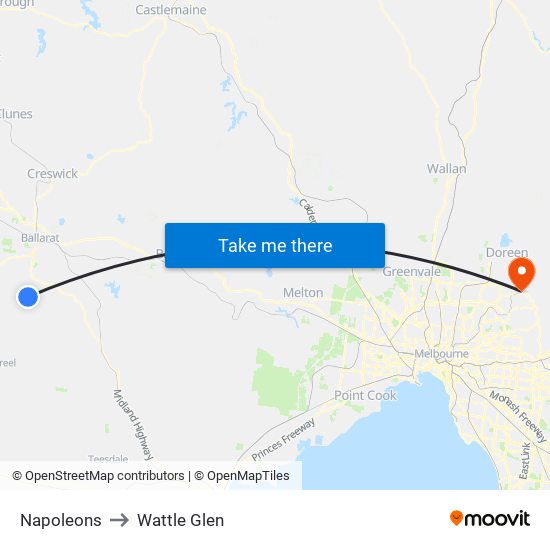 Napoleons to Wattle Glen map