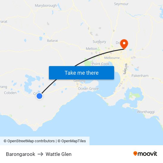 Barongarook to Wattle Glen map