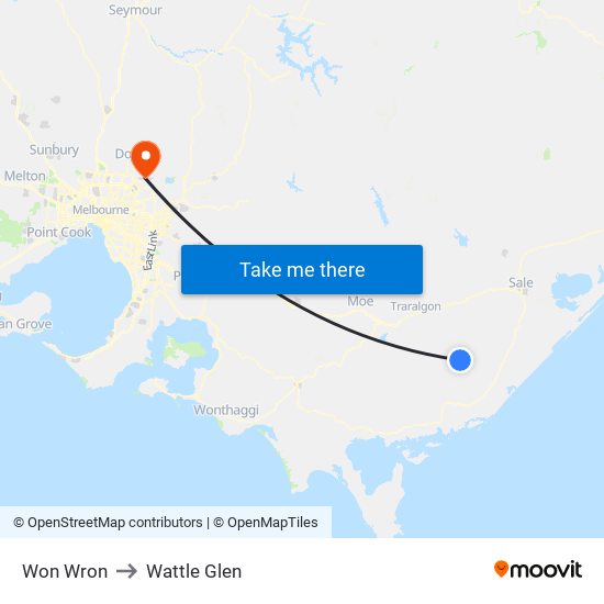 Won Wron to Wattle Glen map