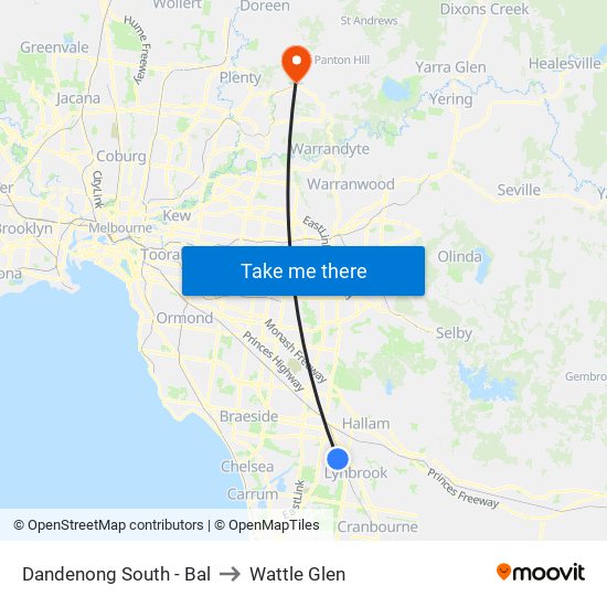 Dandenong South - Bal to Wattle Glen map