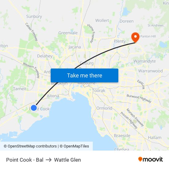 Point Cook - Bal to Wattle Glen map