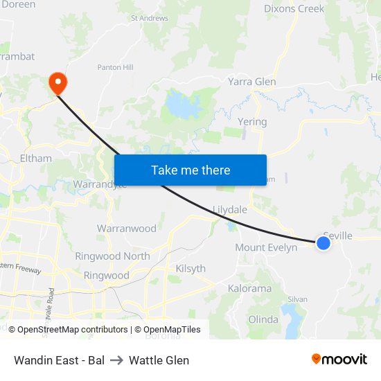 Wandin East - Bal to Wattle Glen map