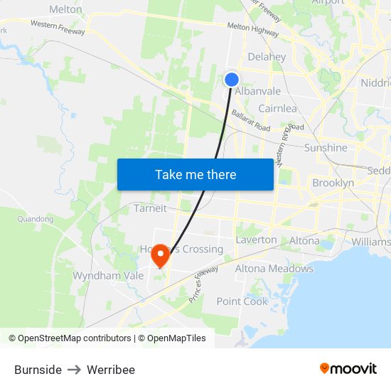 Burnside to Werribee map