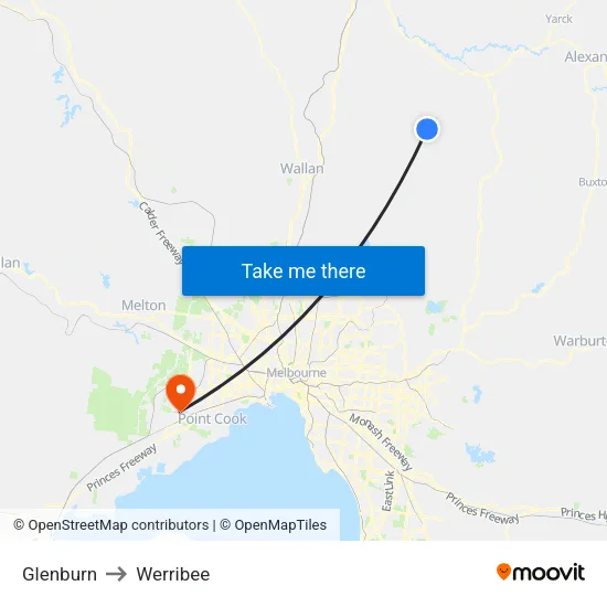 Glenburn to Werribee map