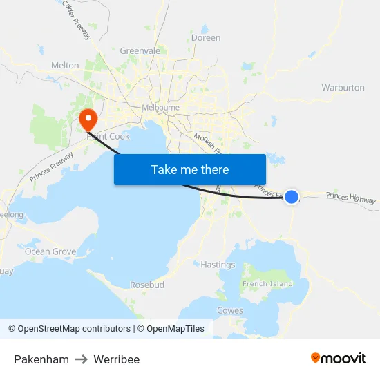 Pakenham to Werribee map