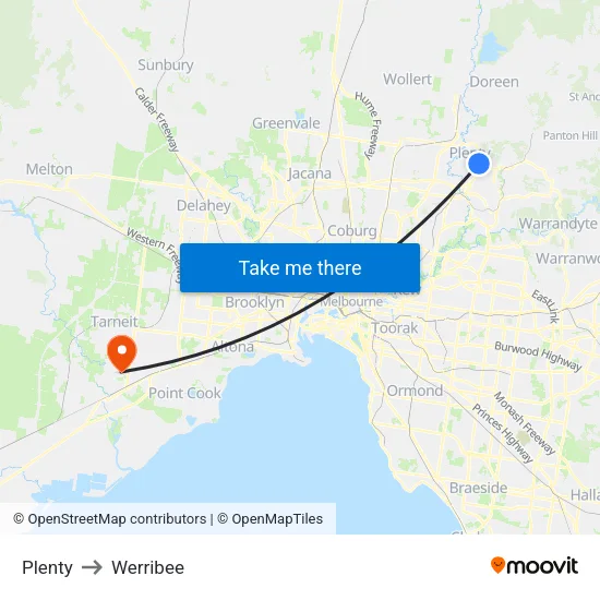 Plenty to Werribee map