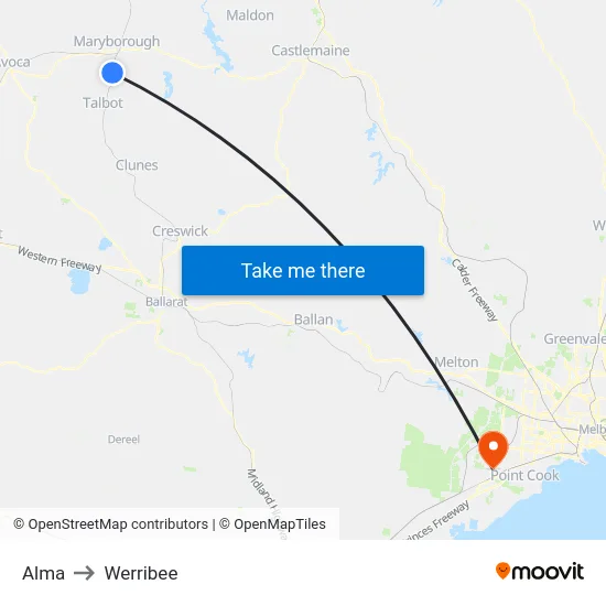 Alma to Werribee map