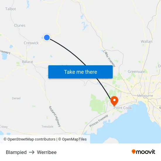 Blampied to Werribee map