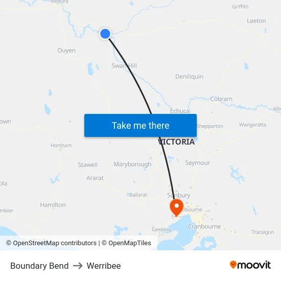 Boundary Bend to Werribee map