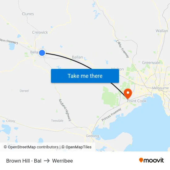 Brown Hill - Bal to Werribee map