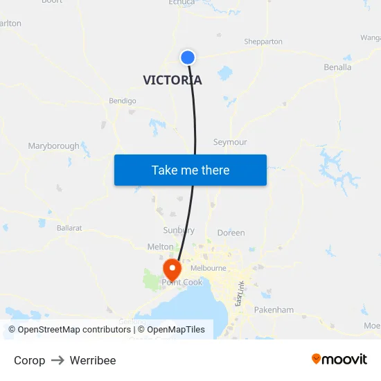 Corop to Werribee map