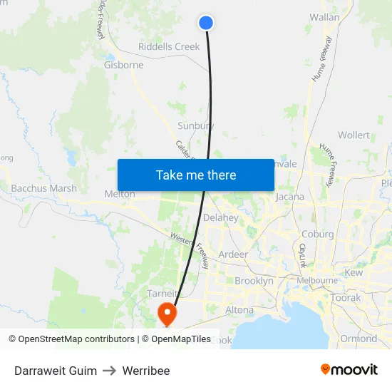 Darraweit Guim to Werribee map