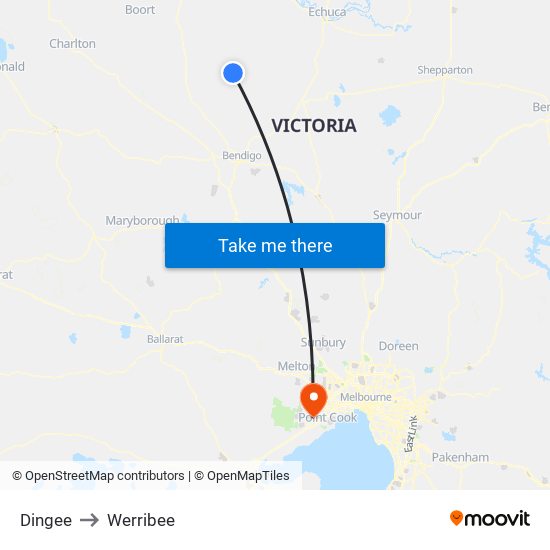 Dingee to Werribee map