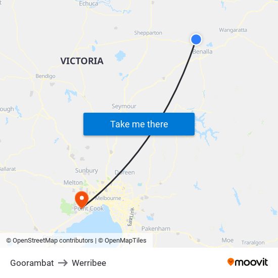 Goorambat to Werribee map