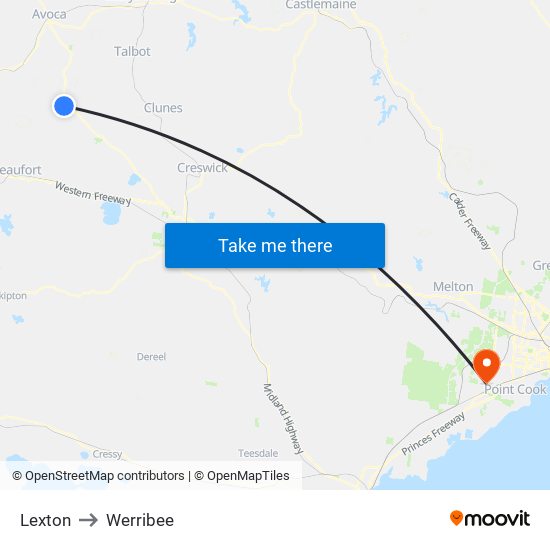 Lexton to Werribee map