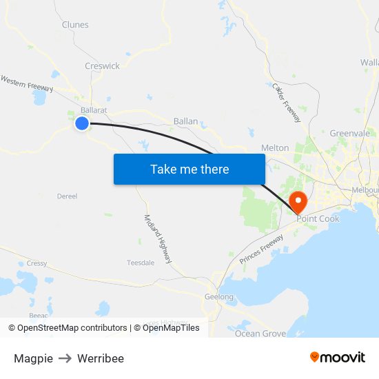 Magpie to Werribee map