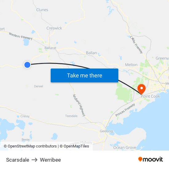 Scarsdale to Werribee map