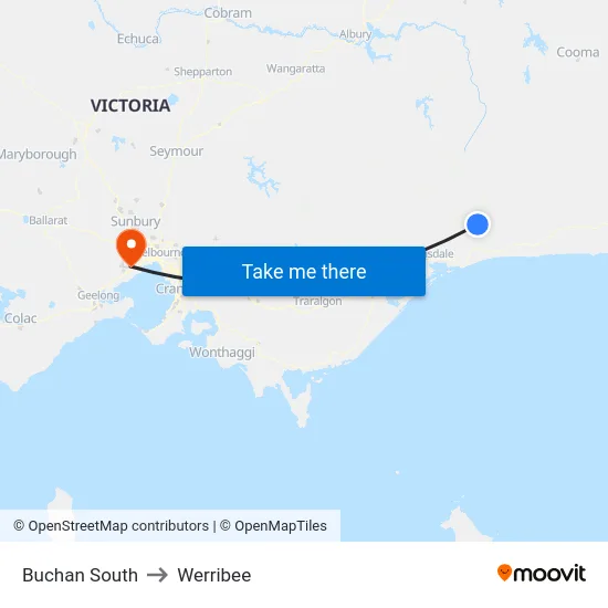 Buchan South to Werribee map